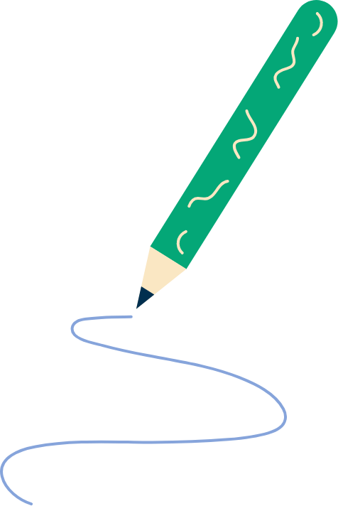 Pencil Illustration of a pencil drawing a squiggly line.